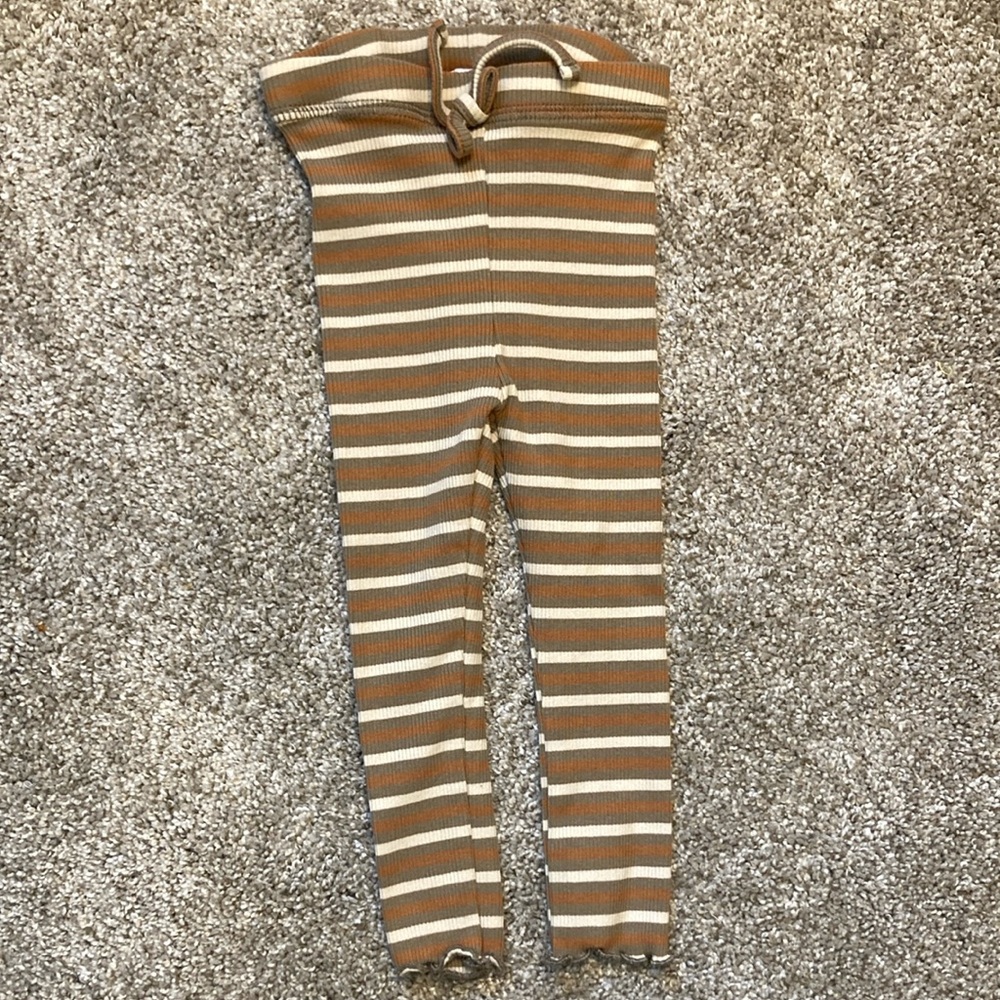 Striped Brown and Cream Kids Leggings EUC 12/18 months